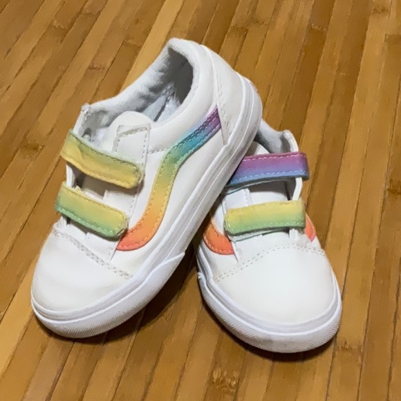 Vans Little Kids Old Skool V Rainbow Shoes - Picture 1 of 3
